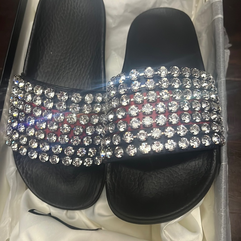 Authentic Gucci Rhinestone slides 35